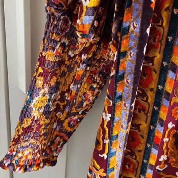 Anthropologie Velvet Shift Mini Dress Floral Burnout Velvet Lace Back size US 4 - Picture 5 of 10